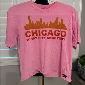 Aviator Nation Pink Tee with Orange Logo Accent